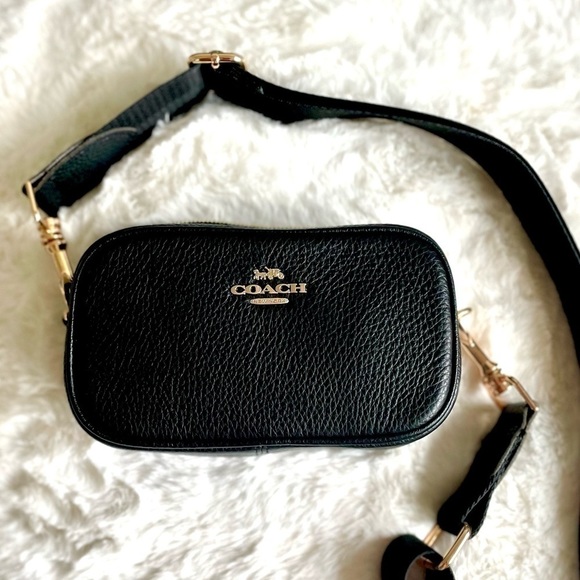 NEW Coach bag crossbody leather black 2 straps gold-tone hardware NWT - Picture 11 of 12